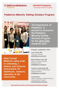 Pediatrics Minority Visiting Scholars program flyer